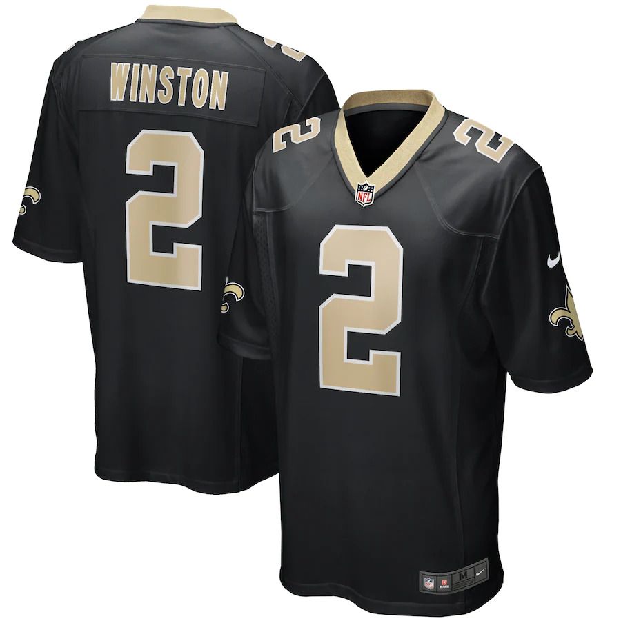 Men New Orleans Saints 2 Jameis Winston Nike Black Game NFL Jersey